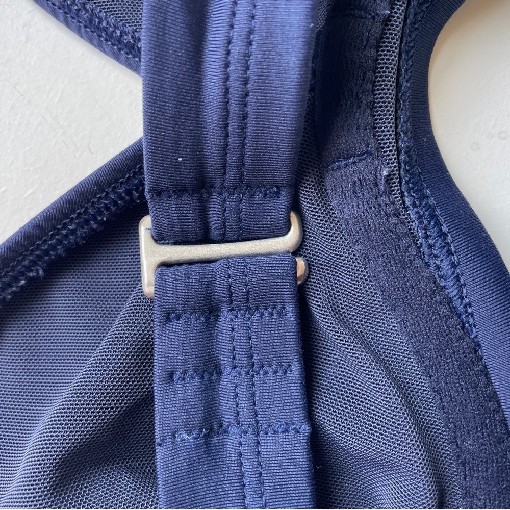Athleta Bra Cup Wrap Navy Blue Bikini Top Halter 34 B/C - Picture 7 of 8
